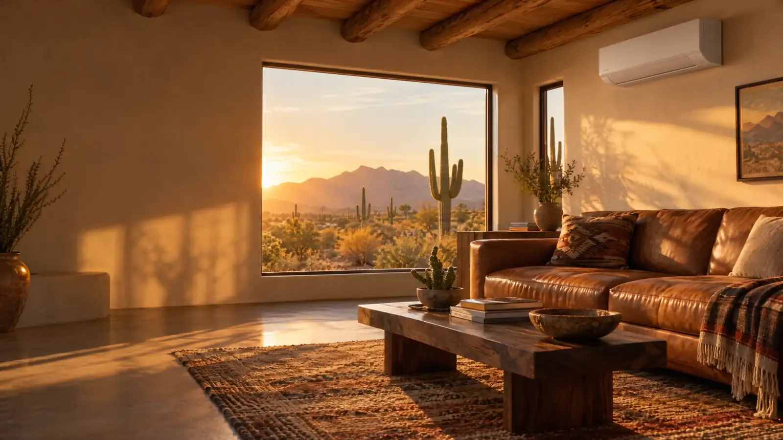 A Tucson living room cooled by a ductless mini-split