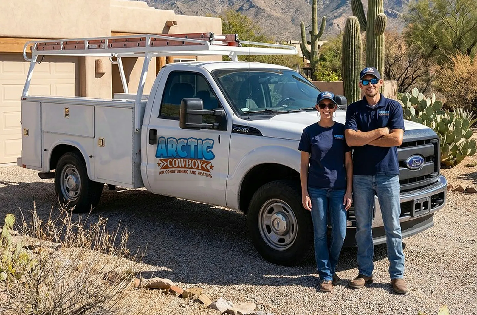 Brandon and Kelly Sill with the Arctic Cowboy service truck