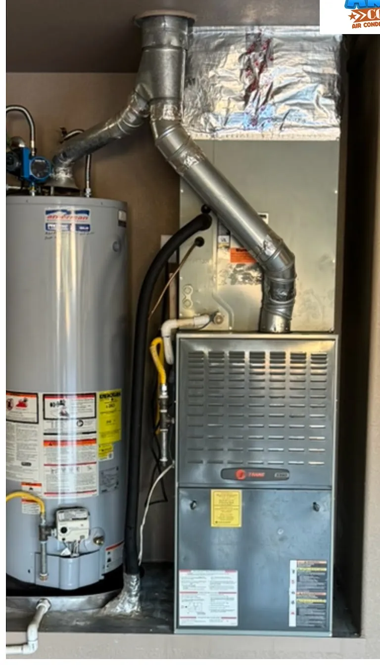 Before: Aging furnace replaced with a new high-efficiency unit